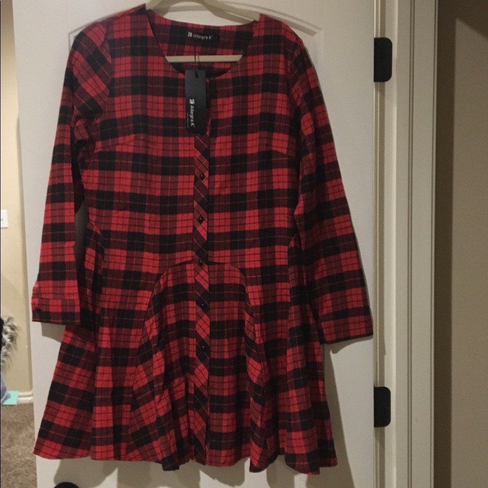 NEW! Allegra K red flannel dress! Size L